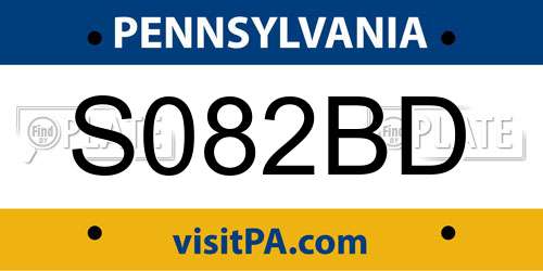 S082BD Pennsylvania License Plate