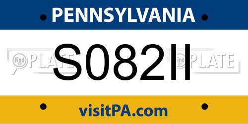 S082II Pennsylvania License Plate