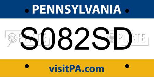 S082SD Pennsylvania License Plate