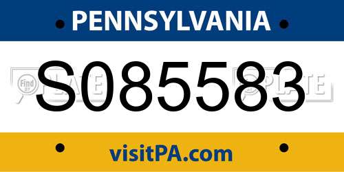 S085583 Pennsylvania License Plate