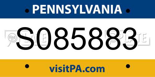 S085883 Pennsylvania License Plate