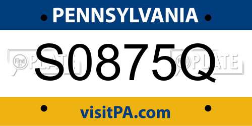 S0875Q Pennsylvania License Plate