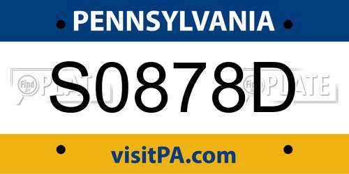 S0878D Pennsylvania License Plate