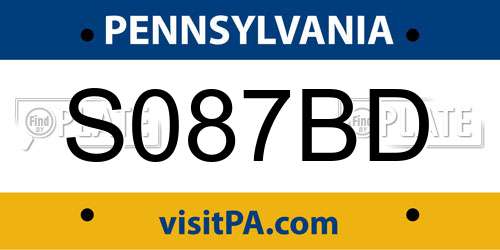 S087BD Pennsylvania License Plate