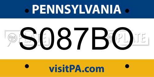S087BO Pennsylvania License Plate
