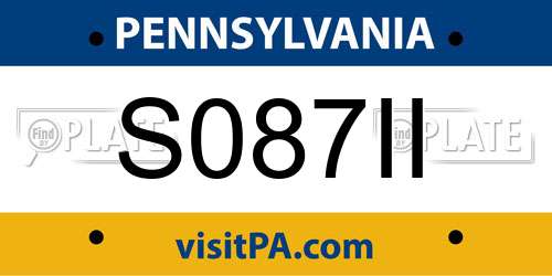 S087II Pennsylvania License Plate