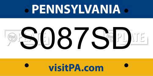 S087SD Pennsylvania License Plate
