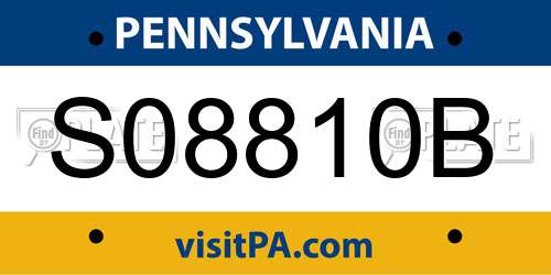 S08810B Pennsylvania License Plate