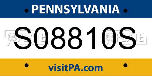 S08810S Pennsylvania License Plate
