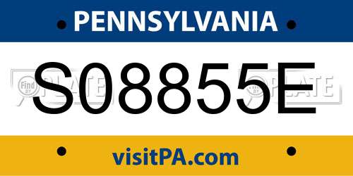 S08855E Pennsylvania License Plate