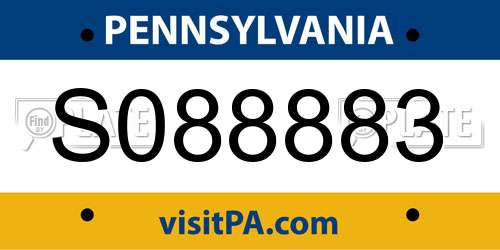 S088883 Pennsylvania License Plate