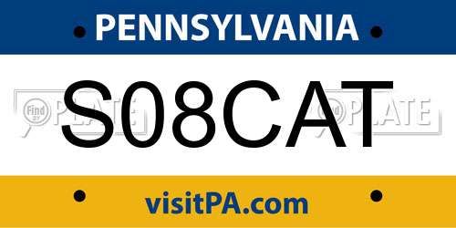S08CAT Pennsylvania License Plate