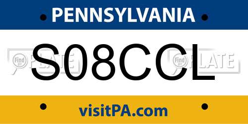S08CCL Pennsylvania License Plate