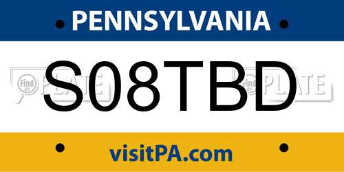 S08TBD Pennsylvania License Plate