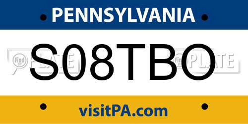S08TBO Pennsylvania License Plate