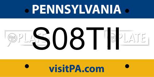 S08TII Pennsylvania License Plate