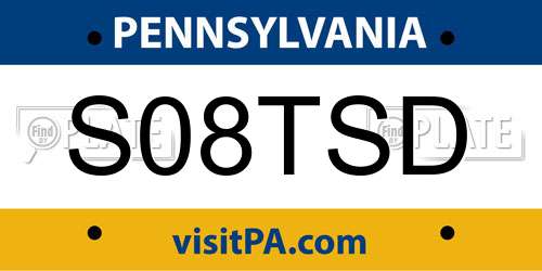 S08TSD Pennsylvania License Plate