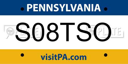 S08TSO Pennsylvania License Plate