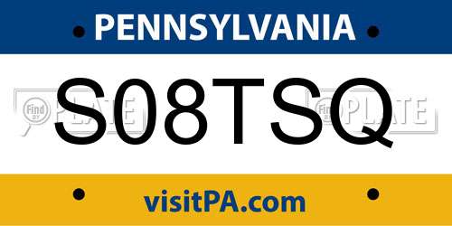 S08TSQ Pennsylvania License Plate