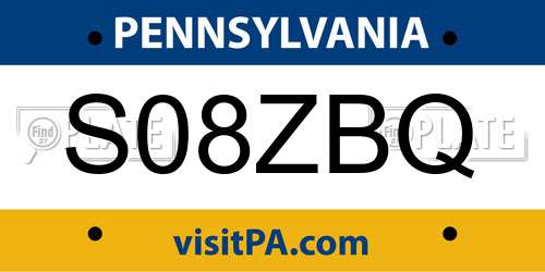 S08ZBQ Pennsylvania License Plate