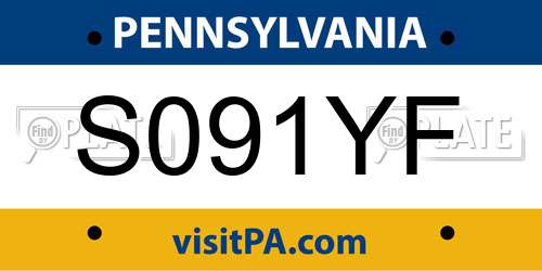 S091YF Pennsylvania License Plate