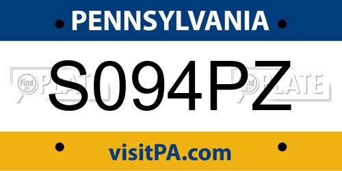 S094PZ Pennsylvania License Plate