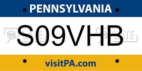 S09VHB Pennsylvania License Plate