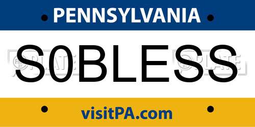 S0BLESS Pennsylvania License Plate