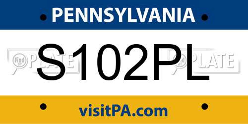 S102PL Pennsylvania License Plate
