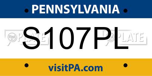 S107PL Pennsylvania License Plate