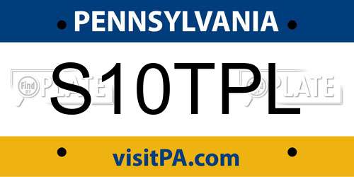 S10TPL Pennsylvania License Plate