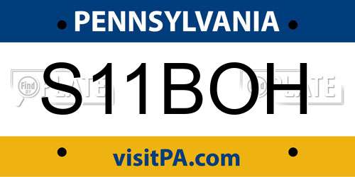 S11BOH Pennsylvania License Plate