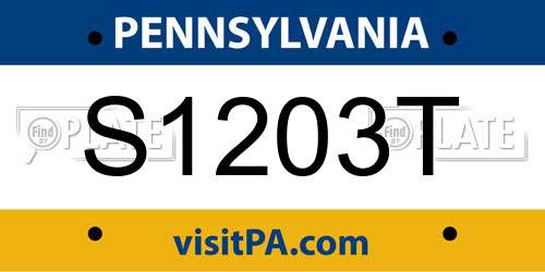 S1203T Pennsylvania License Plate