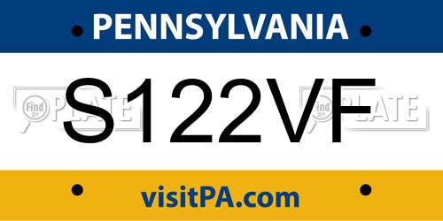 S122VF Pennsylvania License Plate