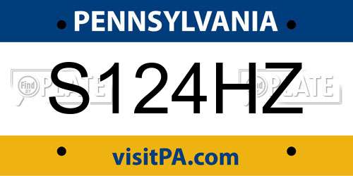 S124HZ Pennsylvania License Plate