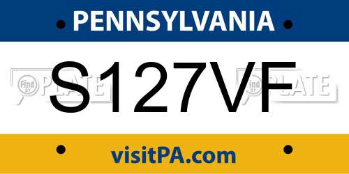 S127VF Pennsylvania License Plate