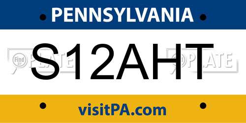 S12AHT Pennsylvania License Plate