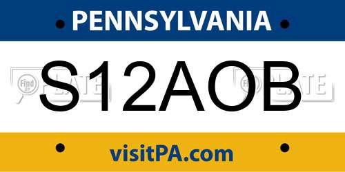 S12AOB Pennsylvania License Plate