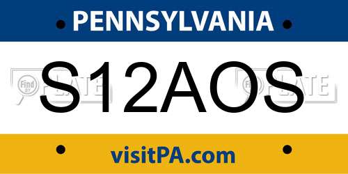S12AOS Pennsylvania License Plate