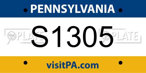S1305 Pennsylvania License Plate