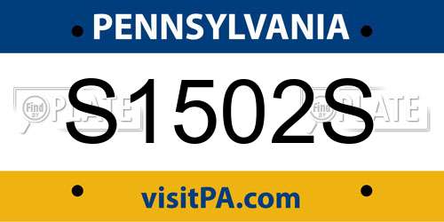 S1502S Pennsylvania License Plate