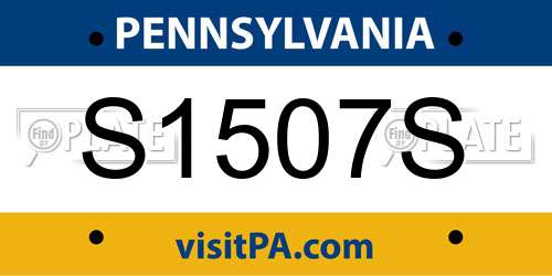 S1507S Pennsylvania License Plate
