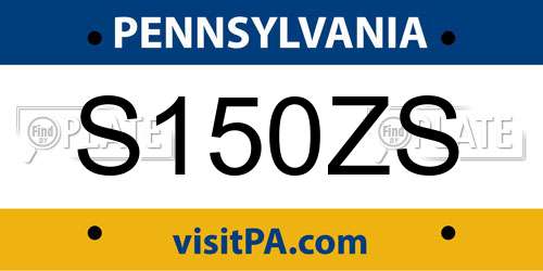 S150ZS Pennsylvania License Plate