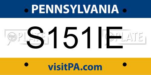 S151IE Pennsylvania License Plate