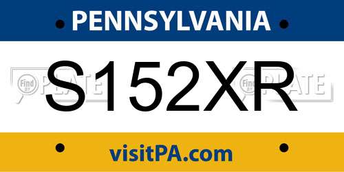 S152XR Pennsylvania License Plate