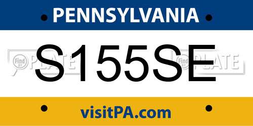 S155SE Pennsylvania License Plate