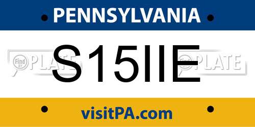 S15IIE Pennsylvania License Plate