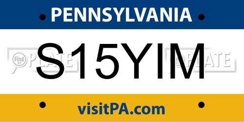 S15YIM Pennsylvania License Plate