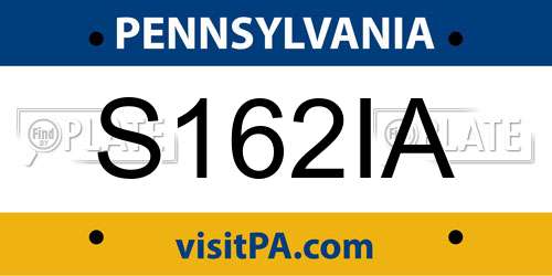 S162IA Pennsylvania License Plate