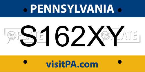 S162XY Pennsylvania License Plate